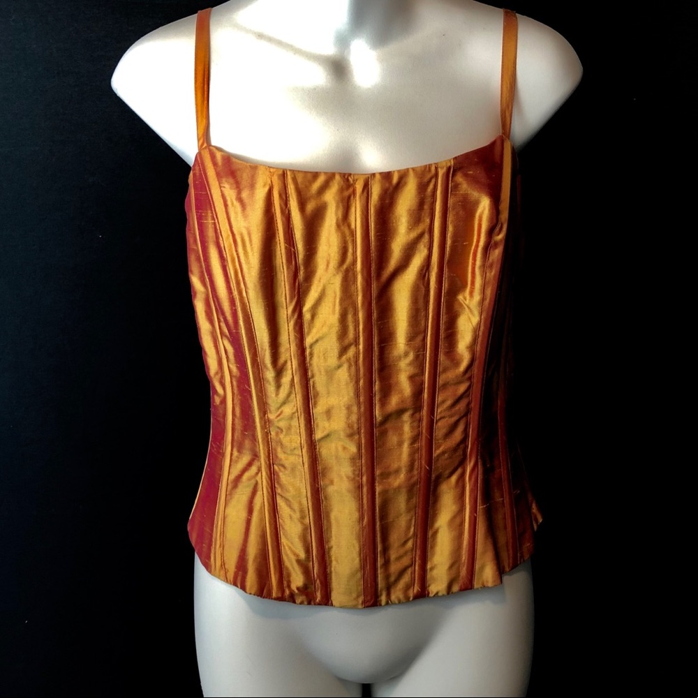 Lazaro size 12 copper orange peach Silk Corset zip